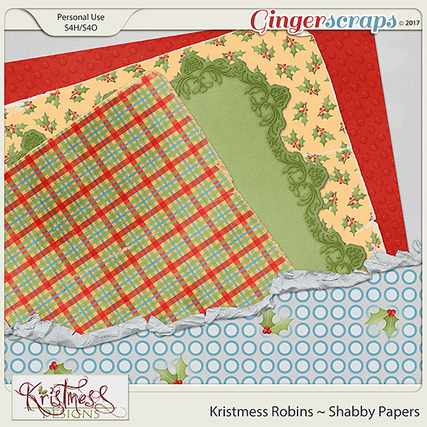 Kristmess Robins Shabby Papers