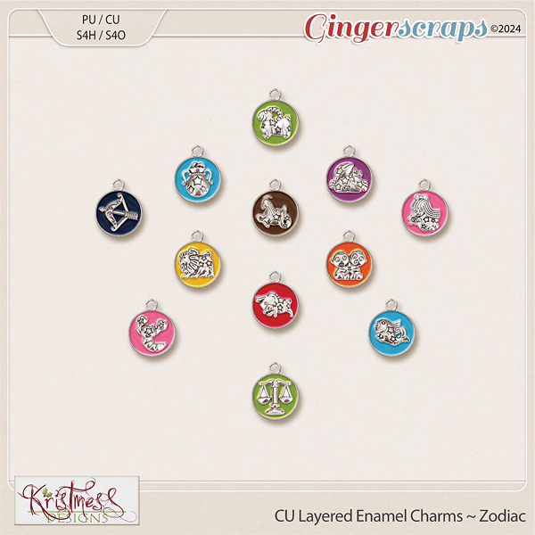 CU Layered Enamel Zodiac Charms