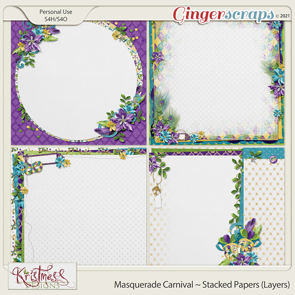 Masquerade Carnival Stacked Papers (Layers)