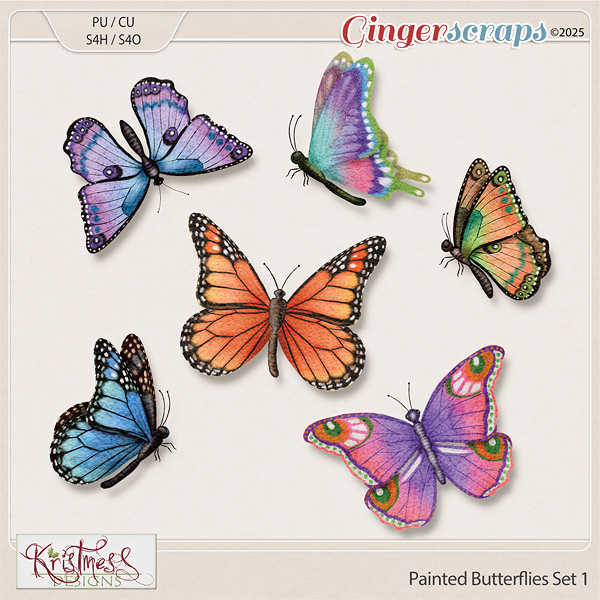 Hand Painted Butterflies Set 1