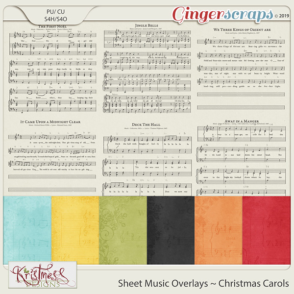 Sheet Music Overlays - Christmas Carols