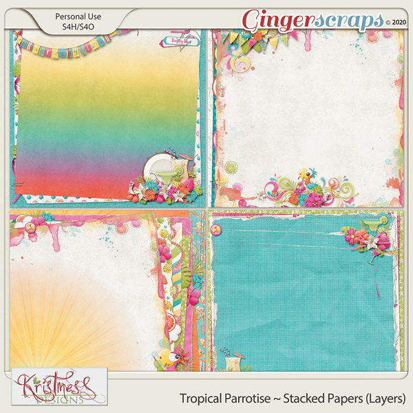 Tropical Parrotise Stacked Papers (Layers)