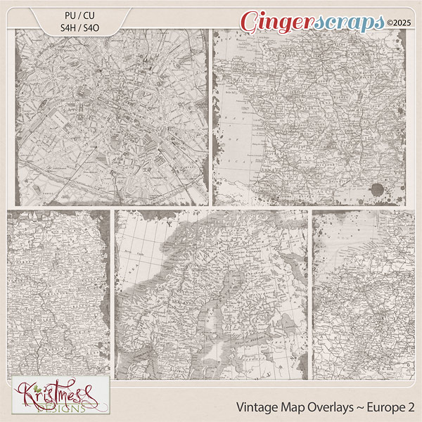 CU Vintage Map Overlays - Europe 2