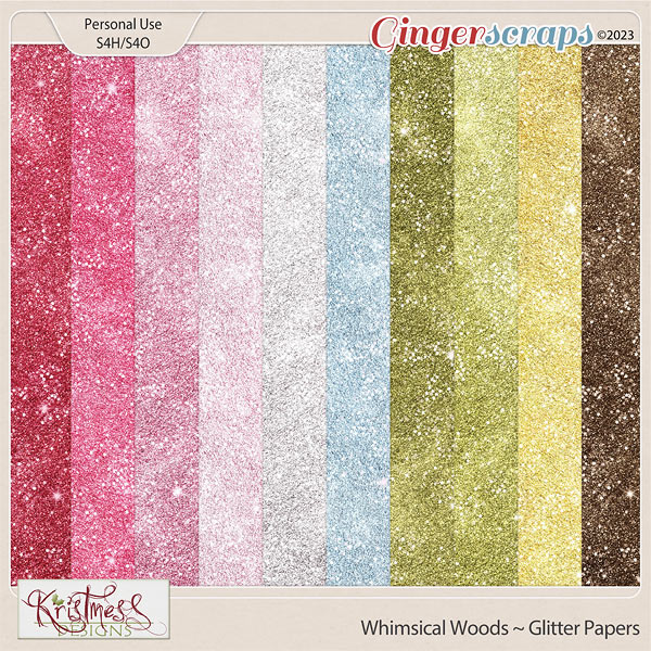 Whimsical Woods Glitter Papers