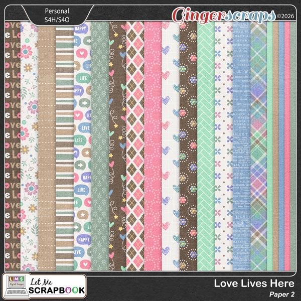 Love Lives Here-2 Paper by Let Me Scrapbook