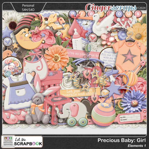 Precious Baby Girl-1 Elements by Let Me Scrapbook