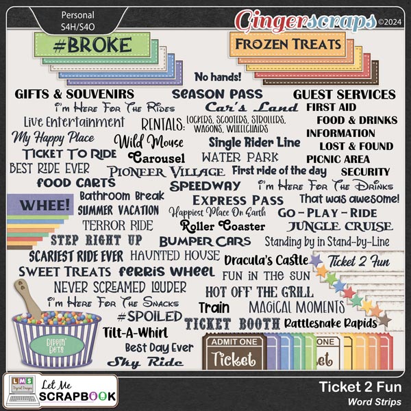 Ticket 2 Fun Word Strips by Let Me Scrapbook