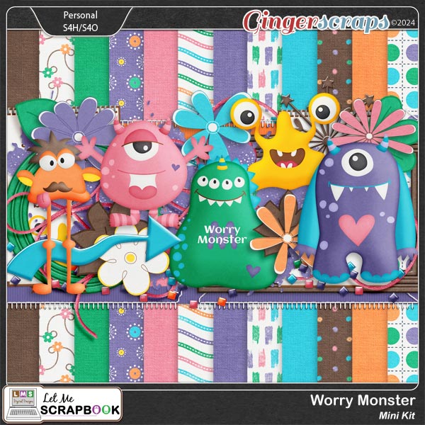 Worry Monster Mini Kit by Let Me Scrapbook
