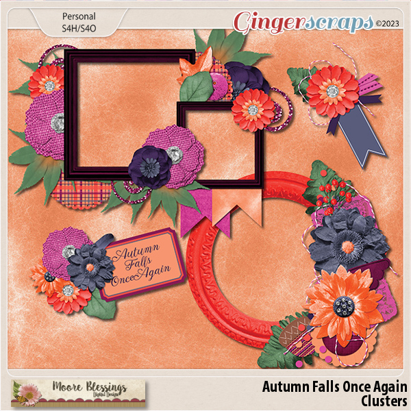 Autumn Falls Once Again Clusters by Moore Blessings Digital Design 