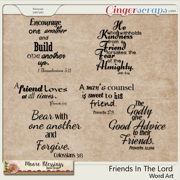Friends In The Lord Word Art by Moore Blessings Digital Design 