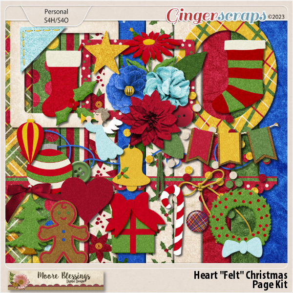 Heart “Felt” Christmas Page Kit by Moore Blessings Digital Design 