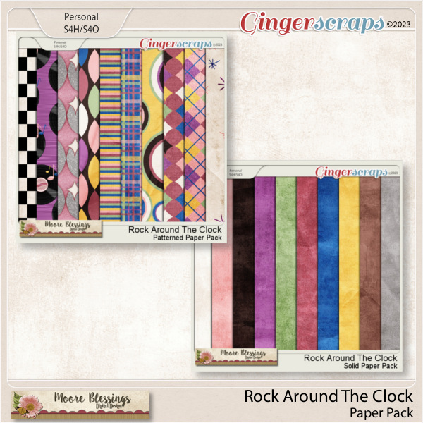 Rock Around The Clock Paper Pack by Moore Blessings Digital Design 