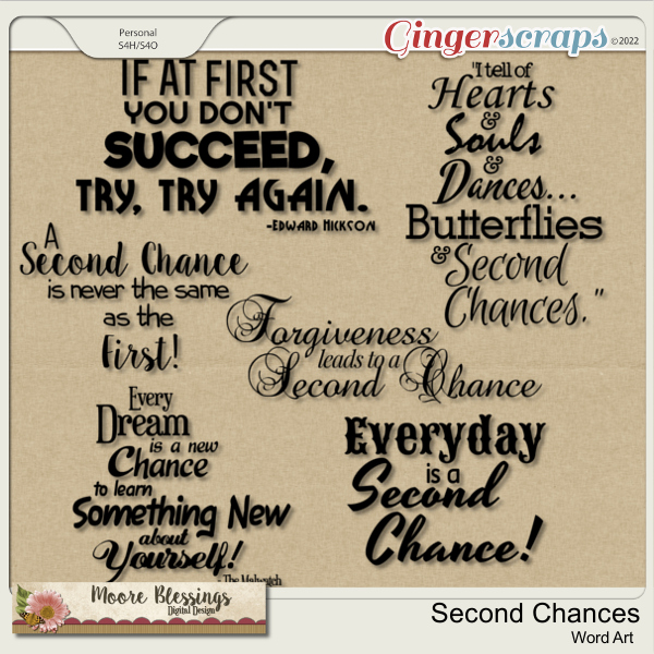 Second Chances Word Art Pack by Moore Blessings Digital 