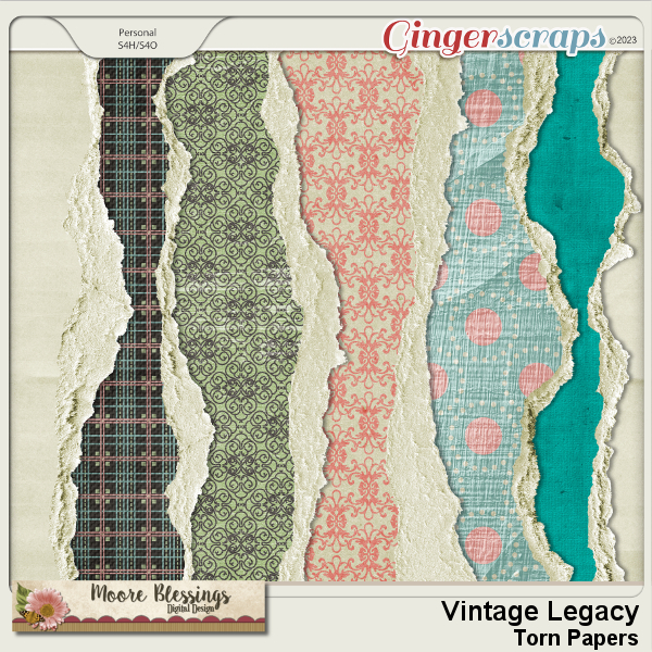 Vintage Legacy Torn Papers by Moore Blessings Digital Design 