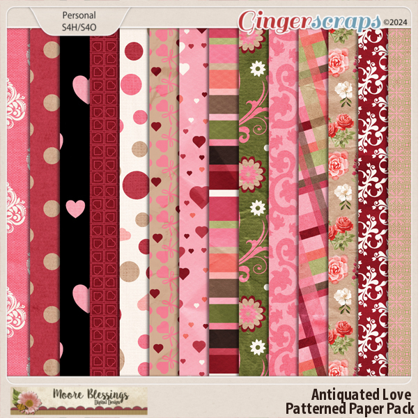 Antiquated Love Patterned Paper Pack by Moore Blessings Digital Design