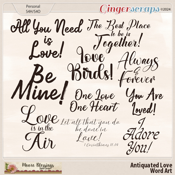Antiquated Love Word Art by Moore Blessings Digital Design