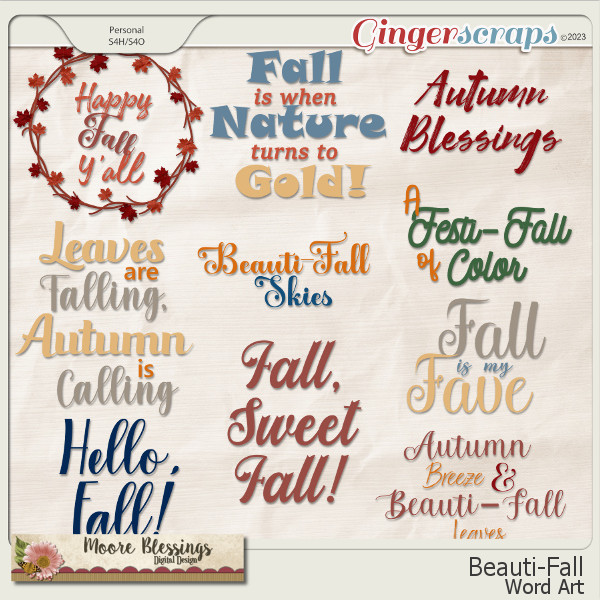 Beauti-Fall Word Art Pack by Moore Blessings Digital Design 