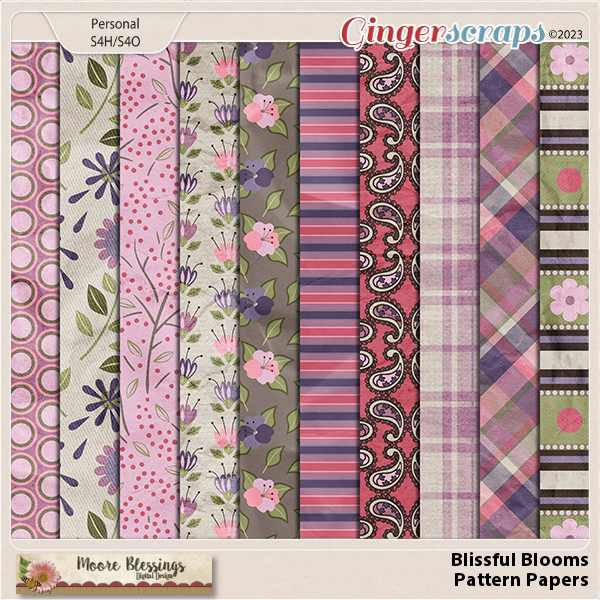 Blissful Blooms Patterned Paper Pack by Moore Blessings Digital Design 