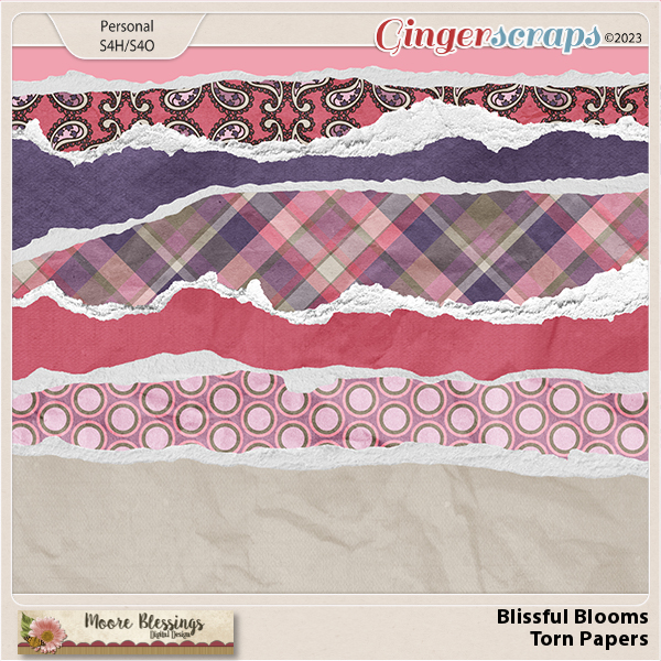 Blissful Blooms Torn Papers by Moore Blessings Digital Design 