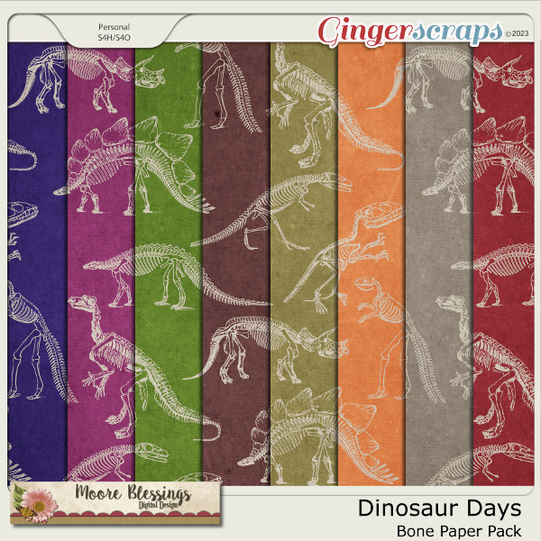 Dinosaur Days Bone Paper Pack by Moore Blessings Digital Design