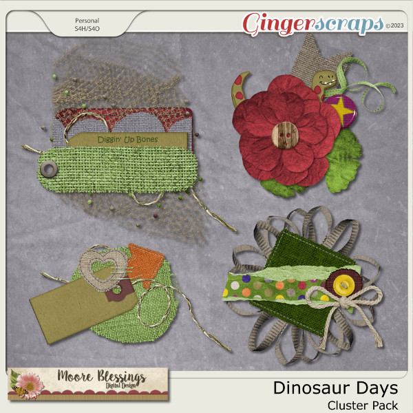 Dinosaur Days Cluster Pack by Moore Blessings Digital Design