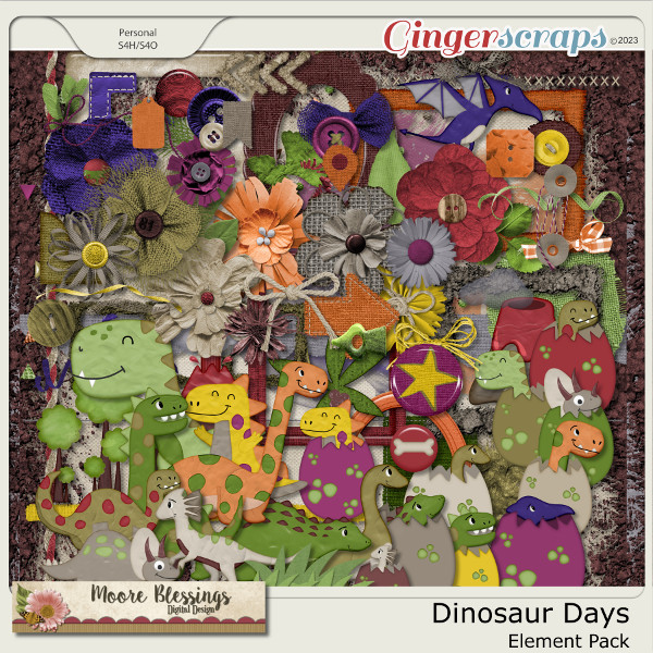 Dinosaur Days Element Pack by Moore Blessings Digital Design