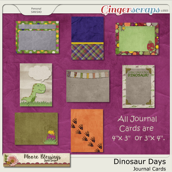 Dinosaur Days Journal Card Pack by Moore Blessings Digital Design