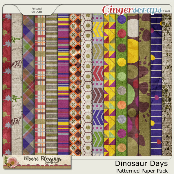 Dinosaur Days Patterned Paper Pack by Moore Blessings Digital Design