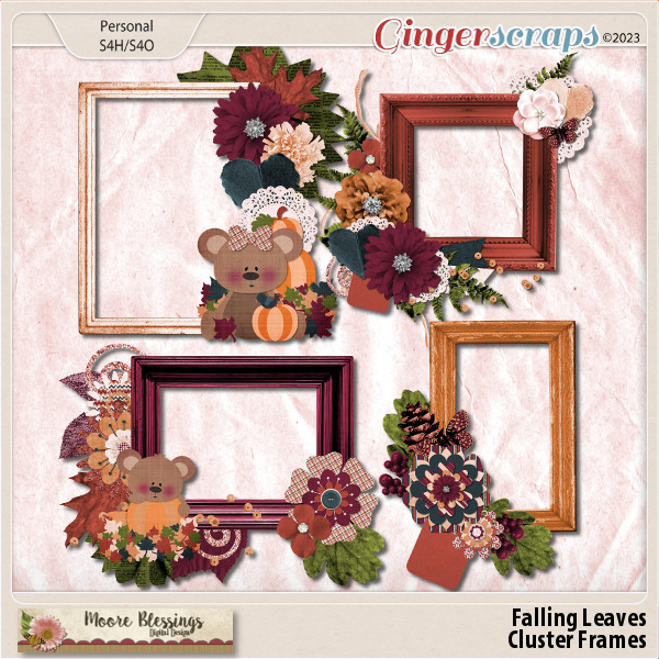 Falling Leaves Cluster Frames by Moore Blessings Digital Design 