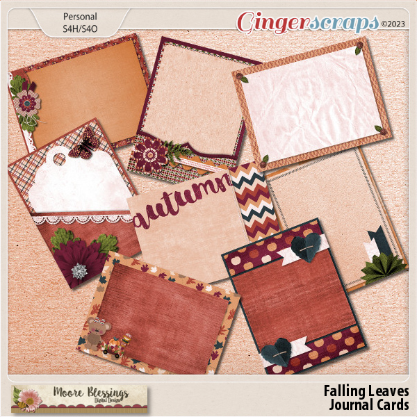 Falling Leaves Journal Cards by Moore Blessings Digital Design 