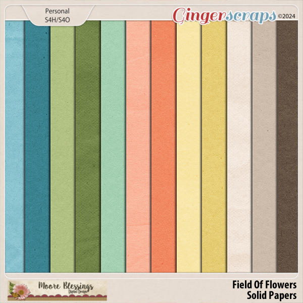 Field of Flowers Solid Paper Pack by Moore Blessings Digital Design 