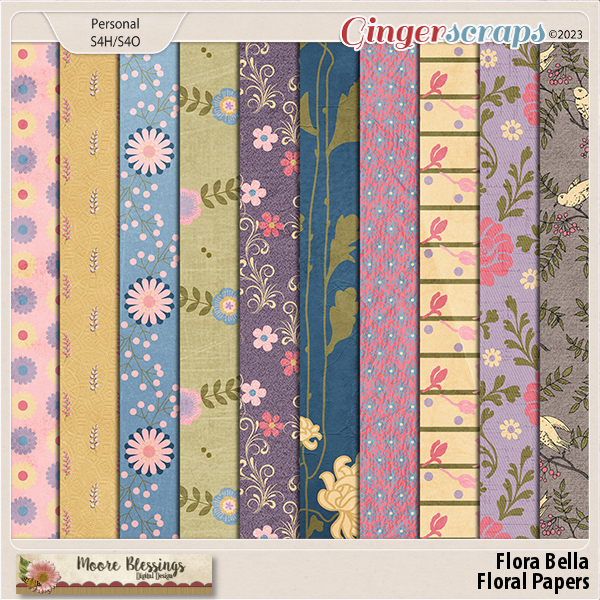 Flora Bella Floral Paper Pack by Moore Blessings Digital Design 