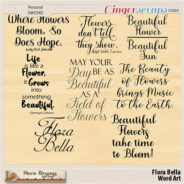 Flora Bella Word Art Pack by Moore Blessings Digital Design 