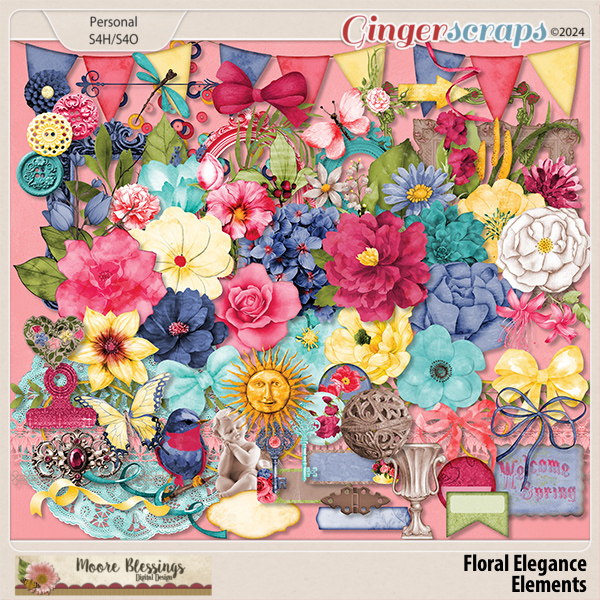 Floral Elegance Element Pack by Moore Blessings Digital Design 
