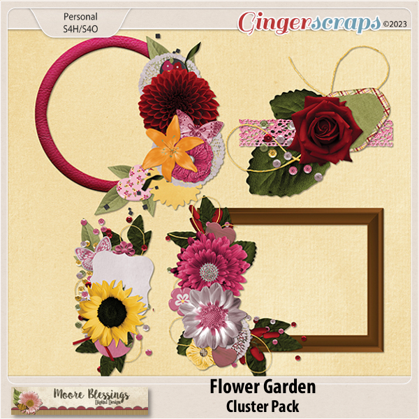 Flower Garden Clusters by Moore Blessings Digital Design
