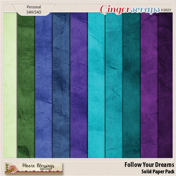 Follow Your Dreams Solid Paper Pack by Moore Blessings Digital Design 