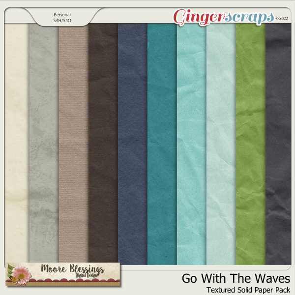 Go With The Waves Textured Paper Pack by Moore Blessings Digital Design
