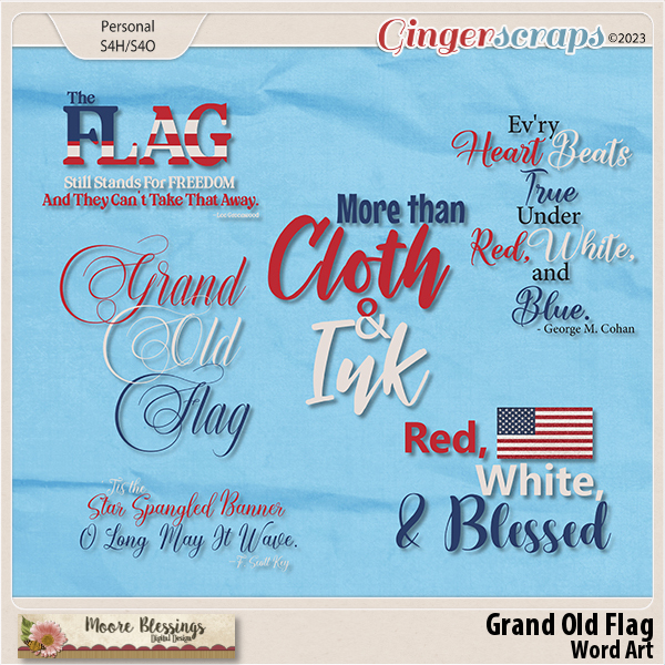 Grand Old Flag Word Pack by Moore Blessings Digital Design 