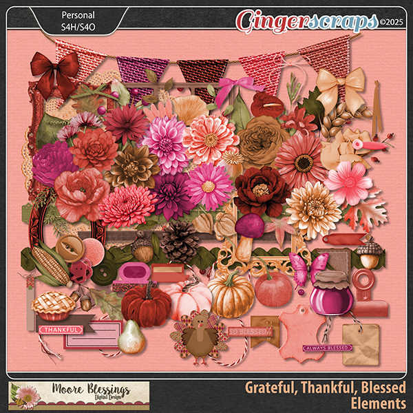 Grateful, Thankful, Blessed Element Pack by Moore Blessings Digital Design 