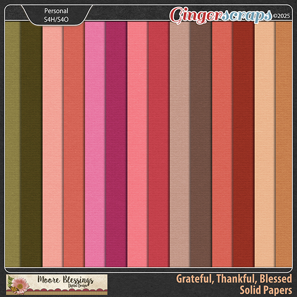 Grateful, Thankful, Blessed Solid Papers by Moore Blessings Digital Design