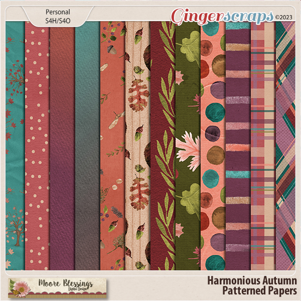 Harmonious Autumn Patterned Papers by Moore Blessings Digital Design