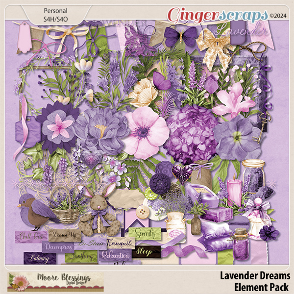 Lavender Dreams Element Pack by Moore Blessings Digital Designs
