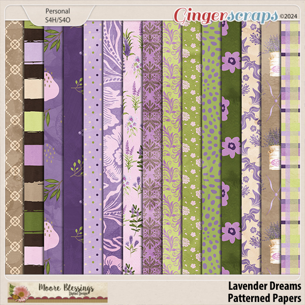 Lavender Dreams Patterned Paper Pack by Moore Blessings Digital Designs  