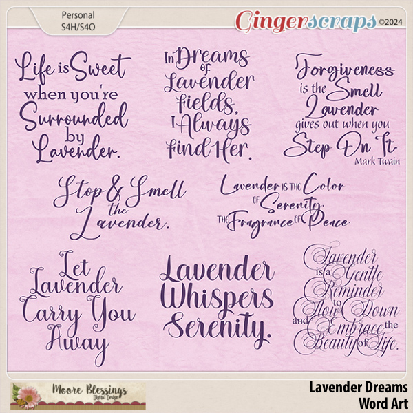 Lavender Dreams Word Art by Moore Blessings Digital Designs