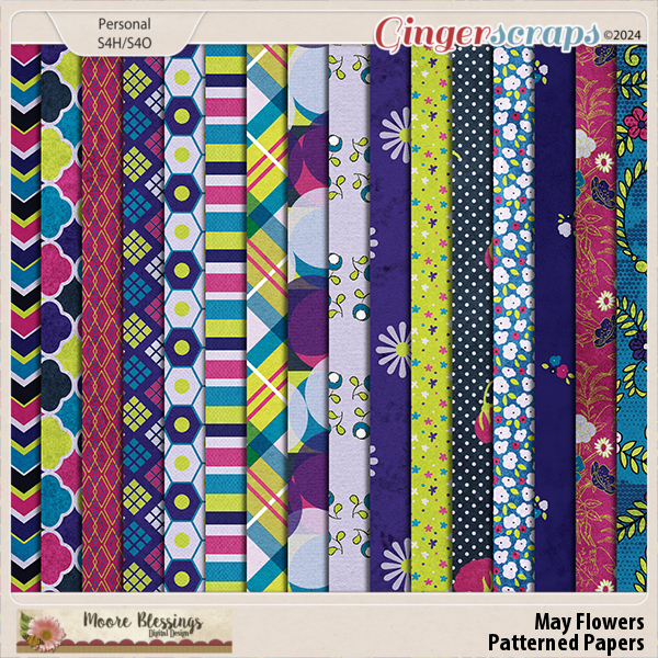 May Flowers Patterned Papers by Moore Blessings Digital Design 