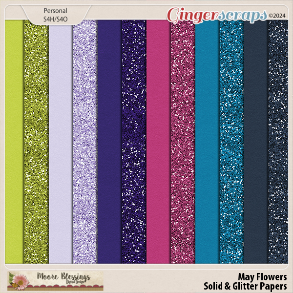 May Flowers Solid & Glitter Papers by Moore Blessings Digital Design 