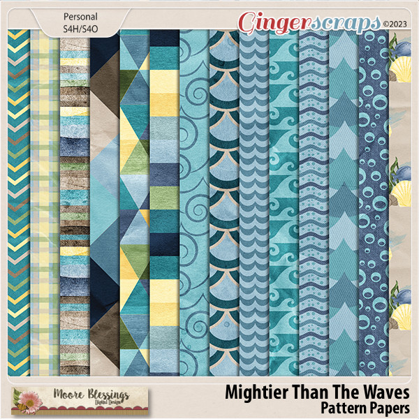 Mightier Than The Waves Pattern Paper Pack by Moore Blessings Digital Design 