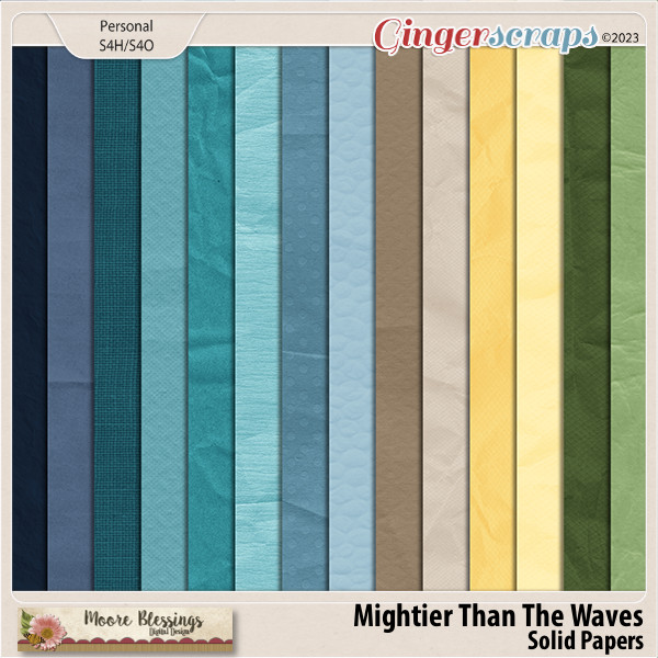 Mightier Than The Waves Textured Solid Paper Pack by Moore Blessings Digital Design 