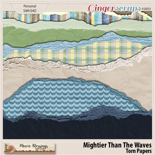 Mightier Than The Waves Torn Paper Pack by Moore Blessings Digital Design