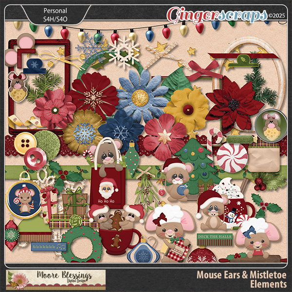 Mouse Ears & Mistletoe Element Pack by Moore Blessings Digital Design